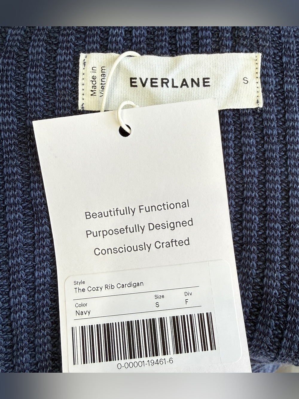 Everlane The Cozy Rib Cardigan Navy Size Small - Picture 7 of 7